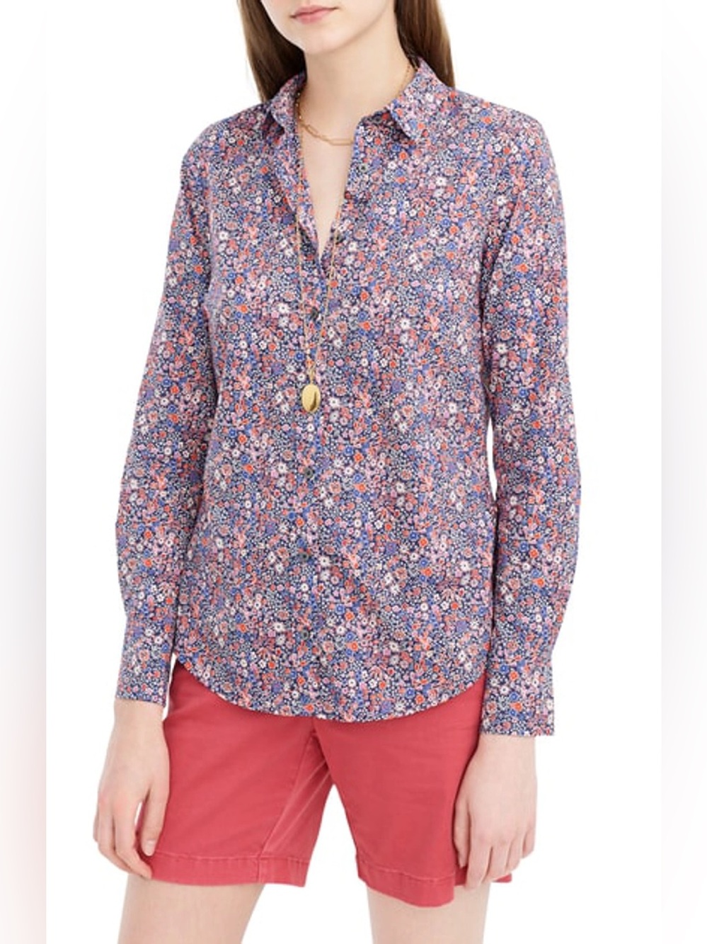 J.CREW Perfect Shirt in Liberty Kayoko floral Indigo Sunset Multi G0534